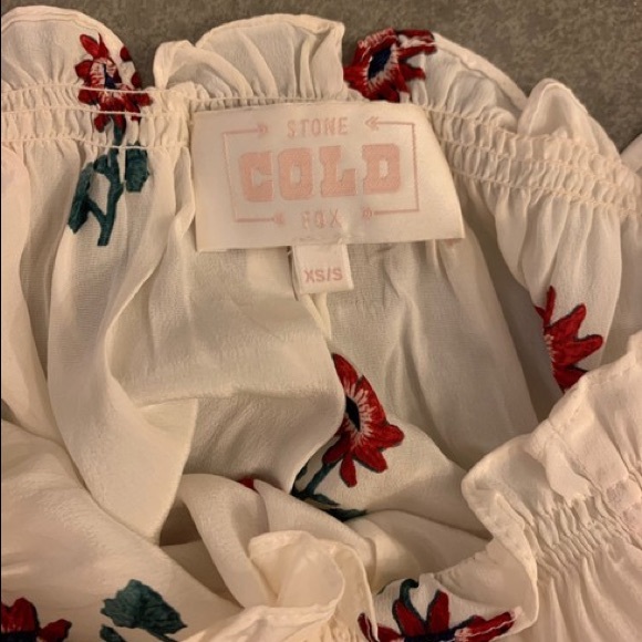 Stone Cold Fox Lily Lolita Dress Off Shoulder Silk Red White Floral Mini Daisy ✨ - Picture 10 of 10